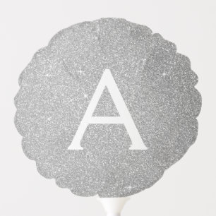 Silver Glitter & Sparkle Monogram Birthday Balloon