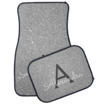 Silver Glitter Sparkle Monogram Car Mat Silver Glitter Sparkle Monogram Car Mat