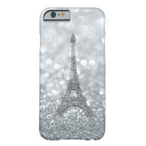 Silver Glitter Sparkle Paris Eiffel Tower Glam Barely There iPhone 6 Case