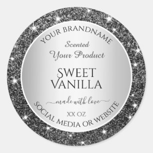 Silver Glitter Sparkle Product Packaging Labels