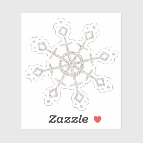 Silver Glitter Sparkle Snowflake_Shaped Cutout Sticker