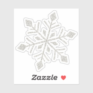 Silver Glitter Sparkle Snowflake-Shaped Cutout Sticker