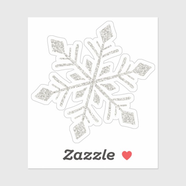Silver Glitter Sparkle Snowflake-Shaped Cutout Sticker (Sheet)