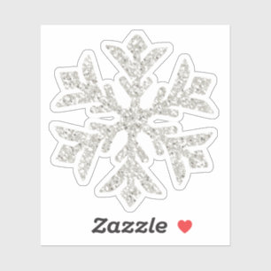 Silver Glitter Sparkle Snowflake-Shaped Cutout Sticker