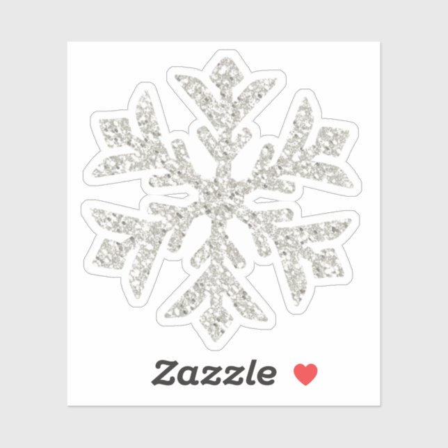 Silver Glitter Sparkle Snowflake-Shaped Cutout Sticker (Sheet)