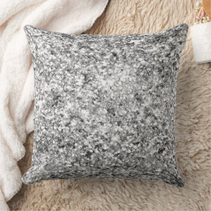 Silver Glitter Sparkle Throw Pillow