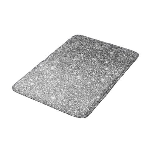 Silver Glitter Sparkles Bath Mat Zazzle
