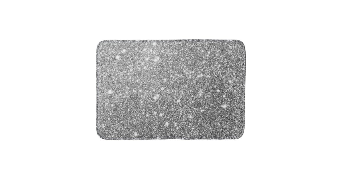 Silver Glitter Sparkles Bath Mat Zazzle