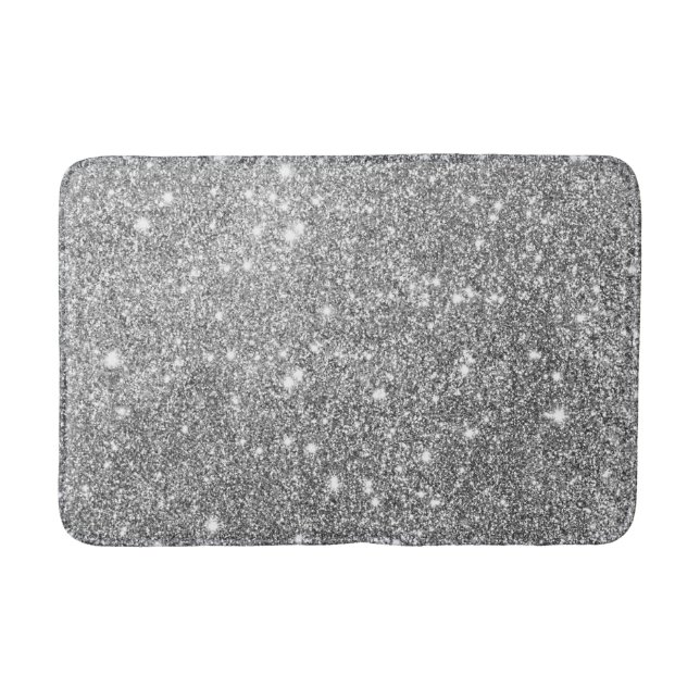 Silver Glitter Sparkles Bath Mat (Front)