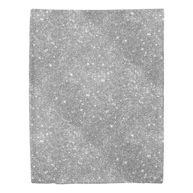 Silver Glitter Sparkles Duvet Cover (Front)