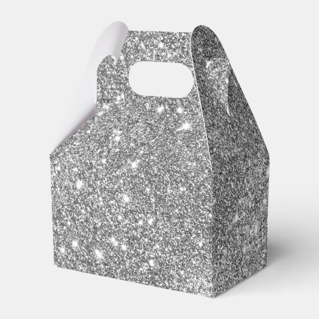 Silver Glitter Sparkles Favor Boxes (Front Side)
