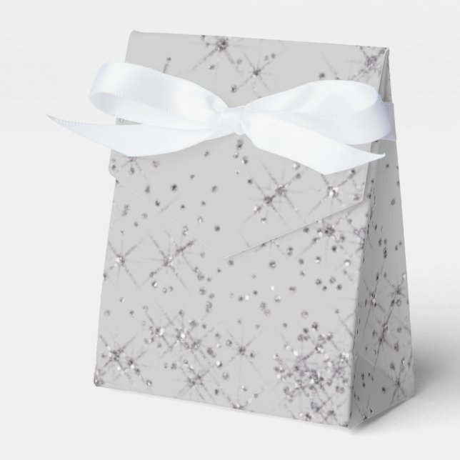Silver Glitter Sparkles Favor Boxes (Front Side)