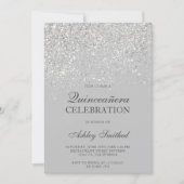 Silver glitter sparkles gray chic Quinceañera Invitation (Front)
