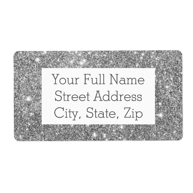Silver Glitter Sparkles Label (Front)