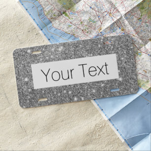 Silver Glitter Sparkles License Plate