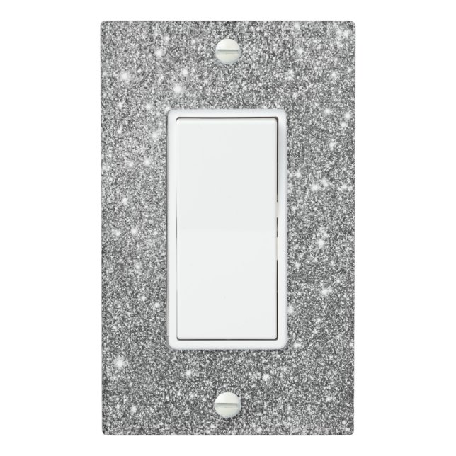 Silver Glitter Sparkles Light Switch Cover (In Situ)