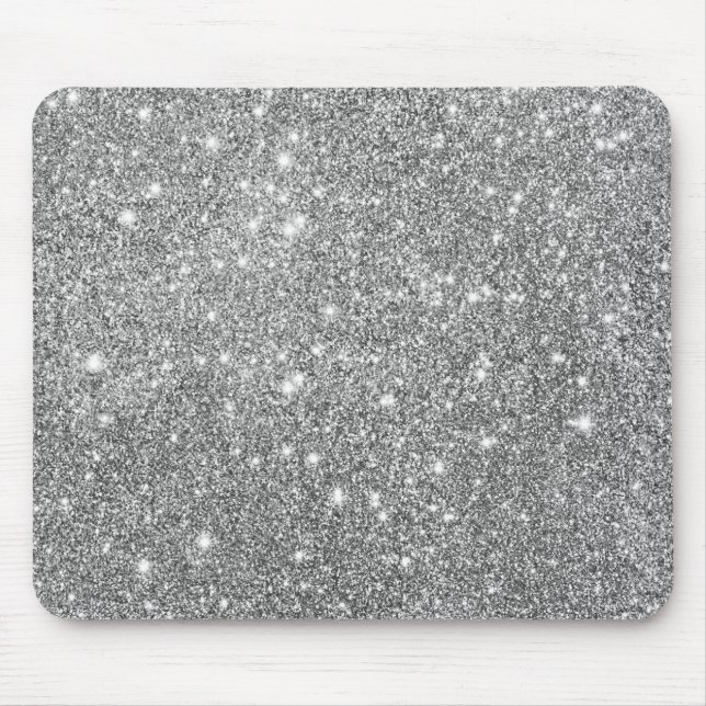 Silver Glitter Sparkles Mouse Pad (Front)