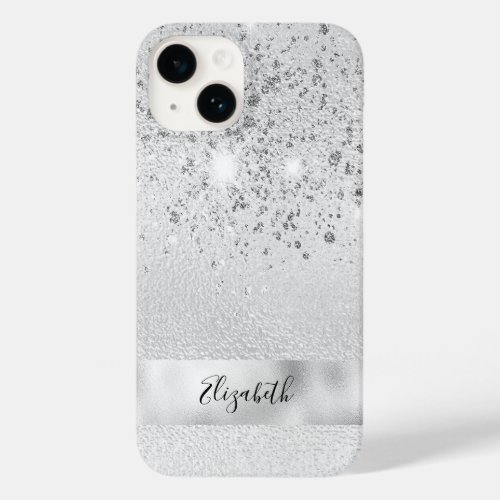 Silver glitter sparkles name script stylish Case_Mate iPhone 14 case