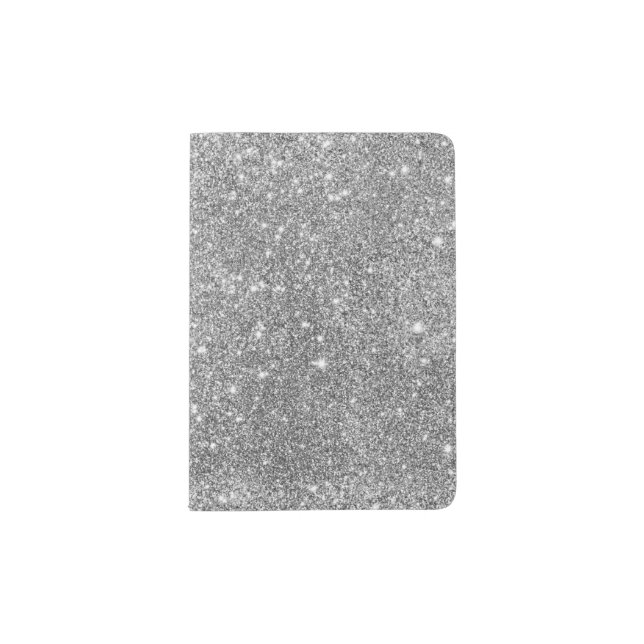 Silver Glitter Sparkles Passport Holder (Front)