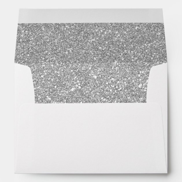 Silver Glitter Sparkles Pink Floral Wedding 5x7 Envelope