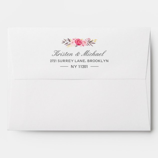 Silver Glitter Sparkles Pink Floral Wedding 5x7 Envelope