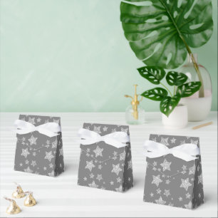 Silver glitter sparkles Stars pattern light gray Favor Boxes