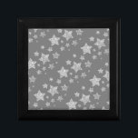Silver glitter sparkles Stars pattern light gray Gift Box<br><div class="desc">Cool,  fun,  elegant and unique fashionable X-mas Christmas Winter New Year festive gift for her. 
Beautiful silver gray glitter sparkles stars pattern on customizable gray. Photo of sparkles glitter!</div>