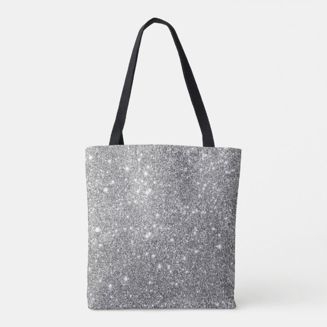 Silver Glitter Sparkles Tote Bag (Back)