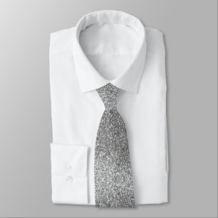 Silver Glitter Sparkles Wedding Neck Tie