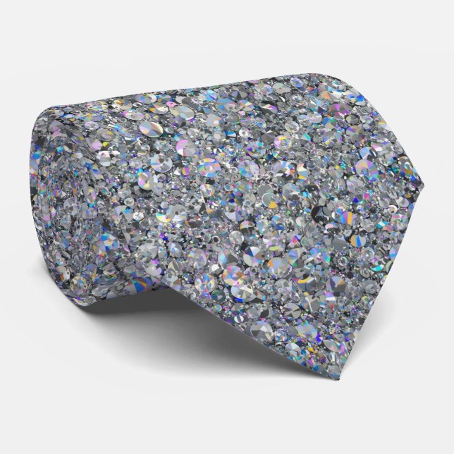 Silver Glitter Sparkles Wedding  Neck Tie (Rolled)