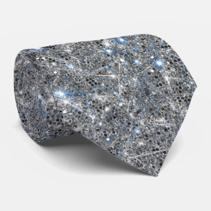 Silver Glitter Sparkles Wedding Neck Tie