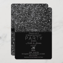 Silver Glitter Sparkling Lights Engagement Party Invitation