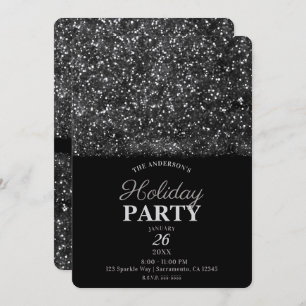 Silver Glitter Sparkling Lights Holiday Party Invitation