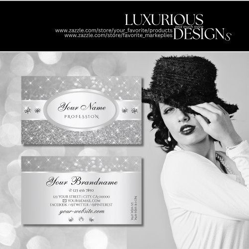 Silver Glitter Sparkling Stars Diamonds Superb Business Card