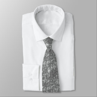 Silver Glitter Sparkly Bling Neck Tie