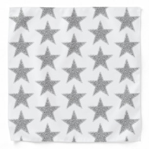 Silver Glitter Sparkly Stars Bandana