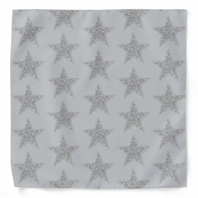 Silver Glitter Sparkly Stars Bandana (Front)