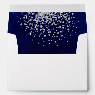 Silver Glitter Sprinkle on Royal Blue Envelope