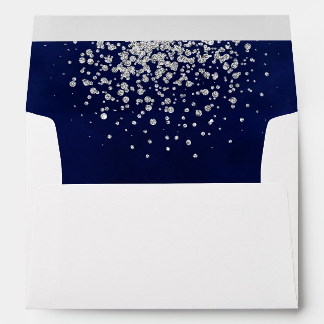 Silver Glitter Sprinkle on Royal Blue Envelope (Back (Bottom))
