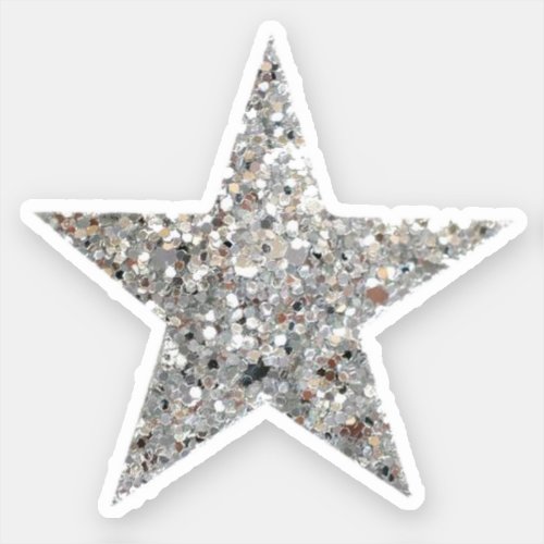 Silver Glitter Star Sticker