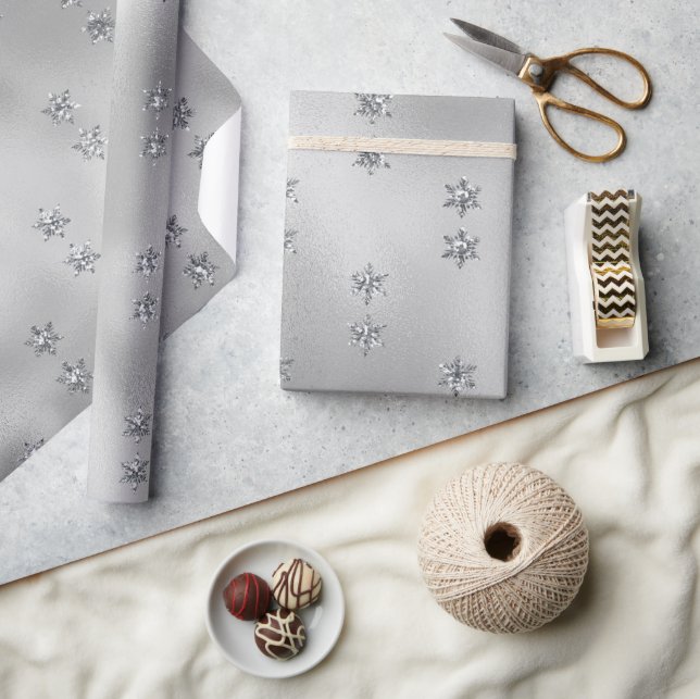 Silver Glitter Stars Christmas Holiday Wrapping Paper (Crafts)