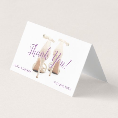 Silver glitter stilettos Thank You Folded Card