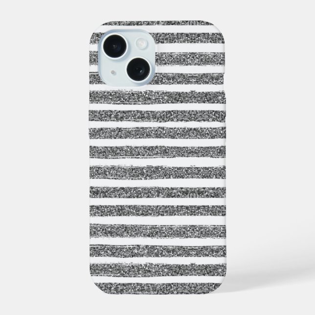 Silver Glitter Stripe Iphone Case (Back)