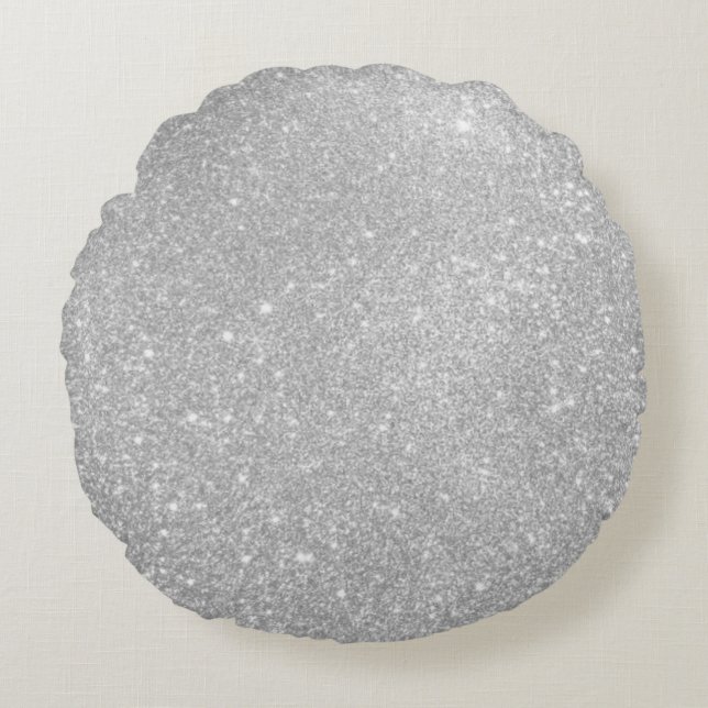 Silver Glitter Style Image Round Pillow (Front)