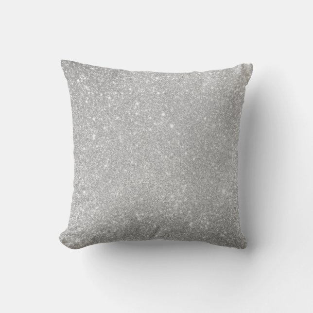Silver Glitter Style Image Throw Pillow (Front)