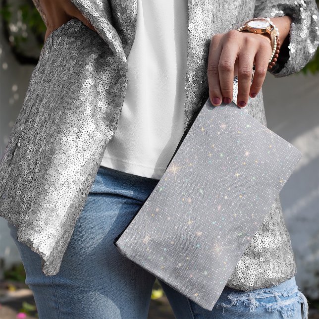 Silver Glitter Texture White Sparkling Diamond Accessory Pouch (Creator Uploaded)