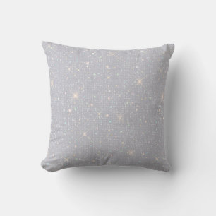Silver Glitter Texture White Sparkling Diamond Throw Pillow