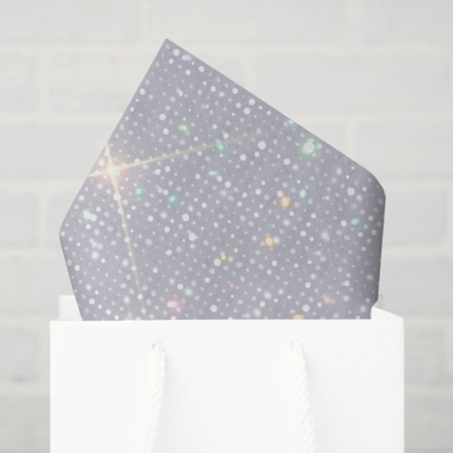 Silver Glitter Texture White Sparkling Diamond Tissue Paper (Gift Bag)