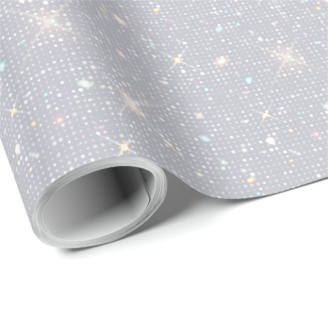 Silver Glitter Texture White Sparkling Diamond Wrapping Paper (Roll Corner)