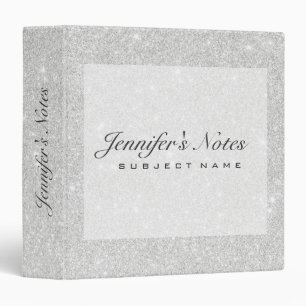 Silver Glitter Texture White Sparkling Shiny 3 Ring Binder